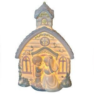 Precious Moments Light Up Charming Ceramic Wedding Chapel Figurine 1994